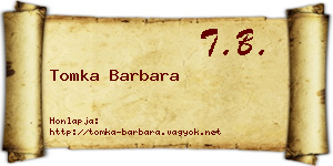 Tomka Barbara névjegykártya